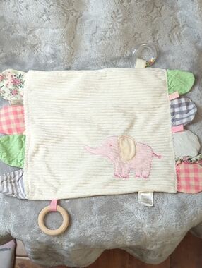 Modern Baby Elephant Security Lovey Blanket Teether Rattle Crinkle Toy